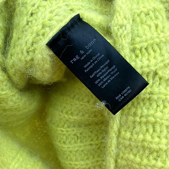 Rag & Bone Joseph Turtle Neck Sweater Knit Alpaca Merino Wool Lime Green XS - Picture 5 of 6